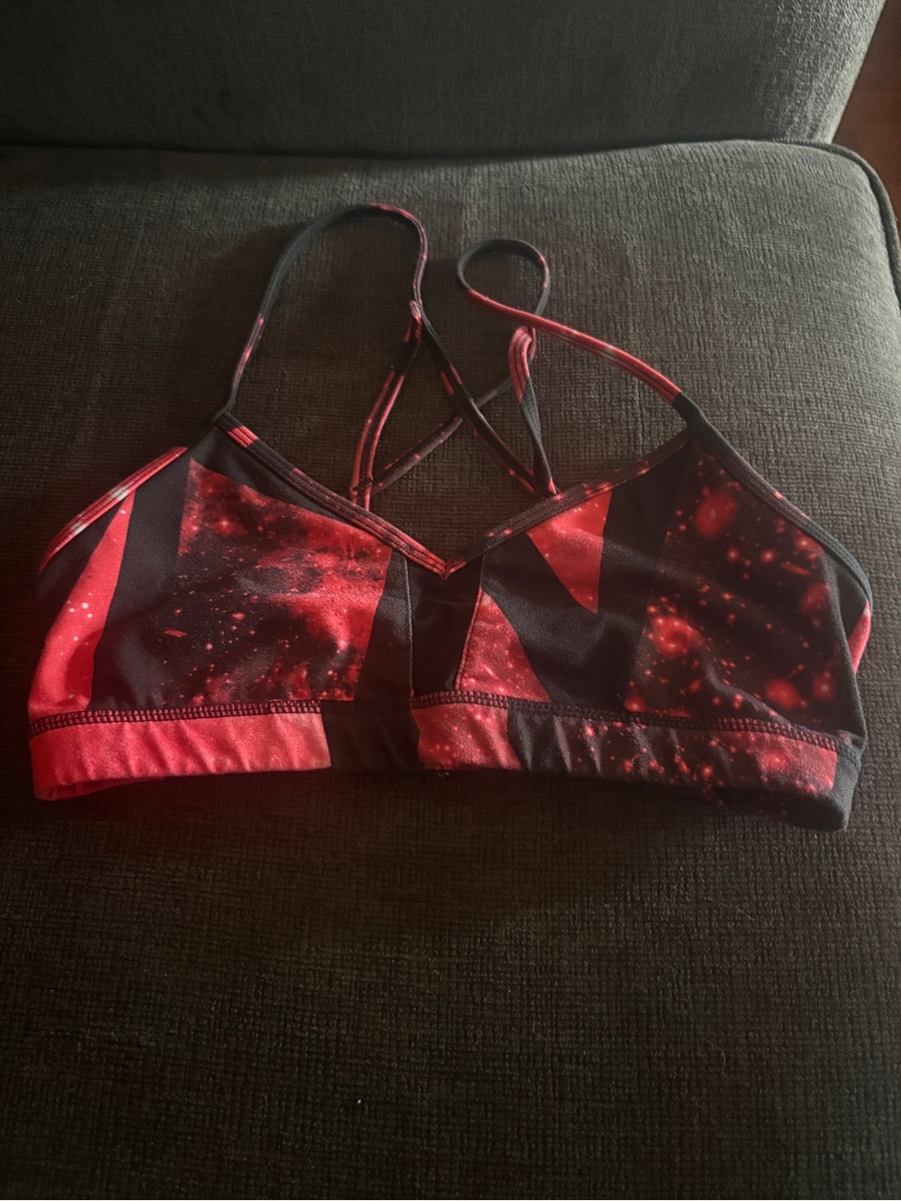 ALO Yoga Red & Black Strappy Sports Bralette